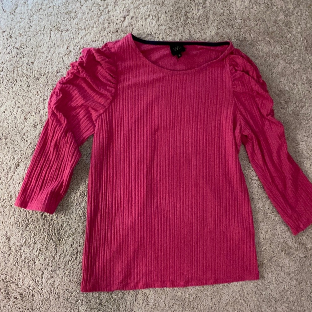 W5 PINK PUFF SLEEVE TOP